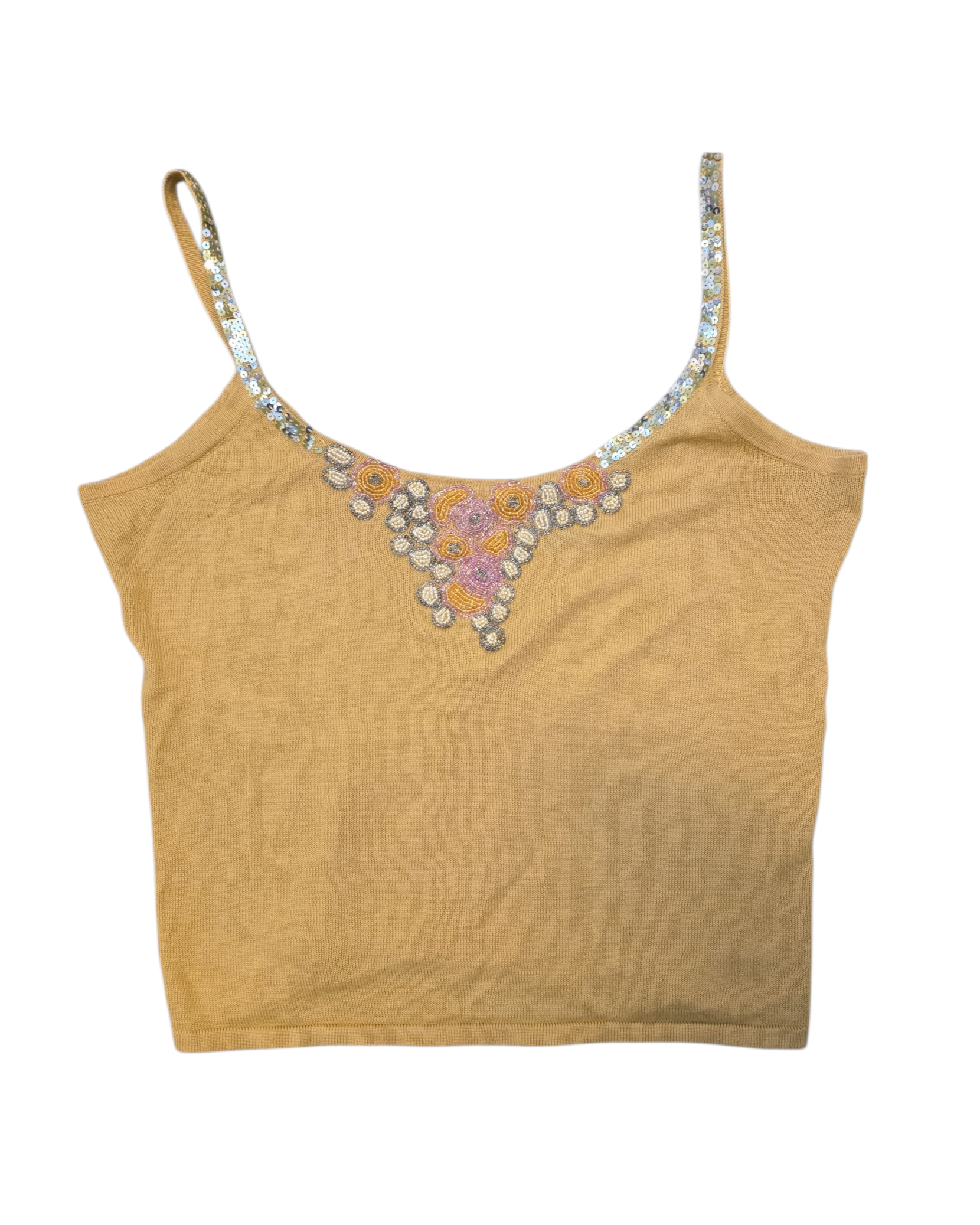 yellow reggie beaded sequin cami, s