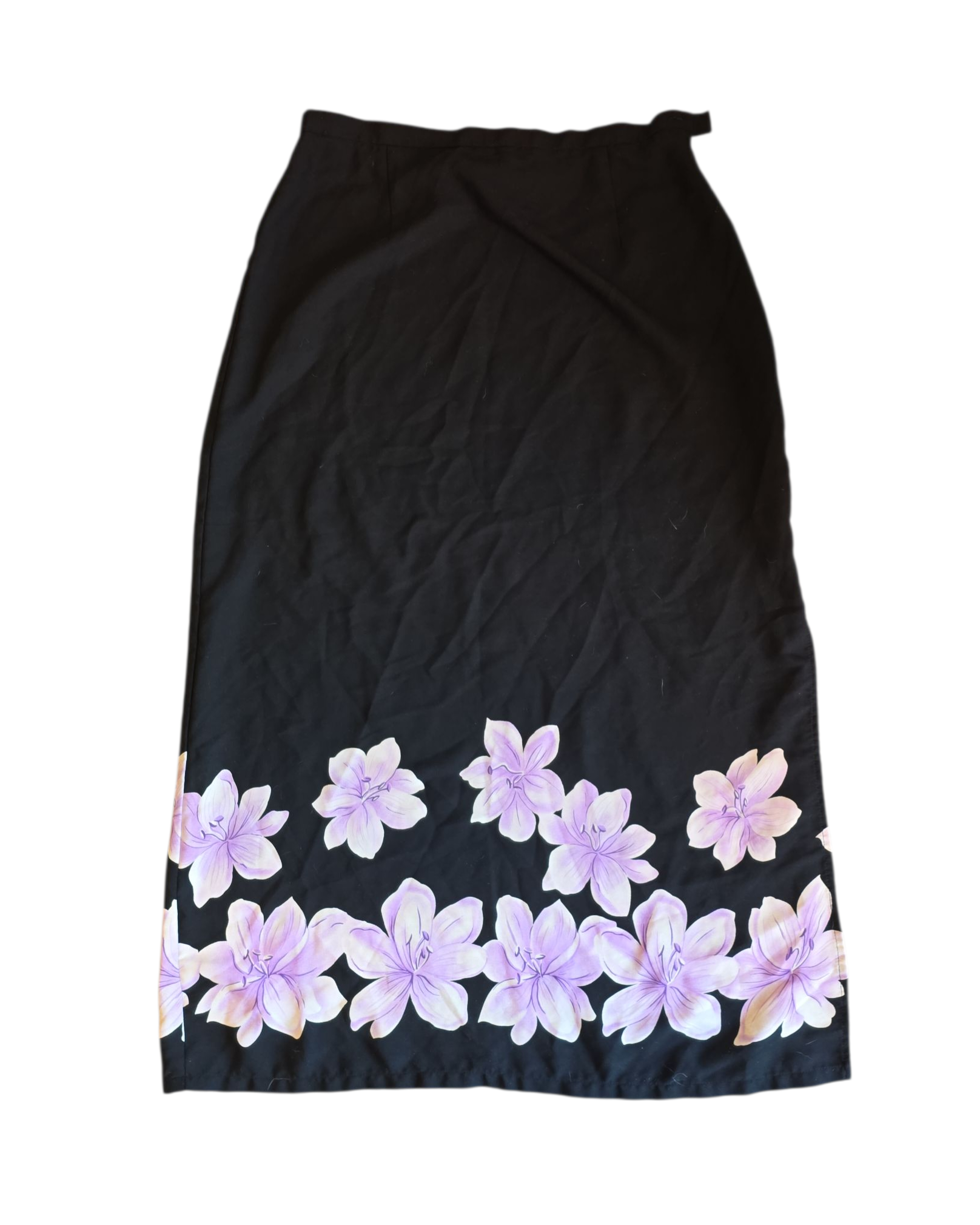 black purple sag harbor Long skirt w floral edge, 10
