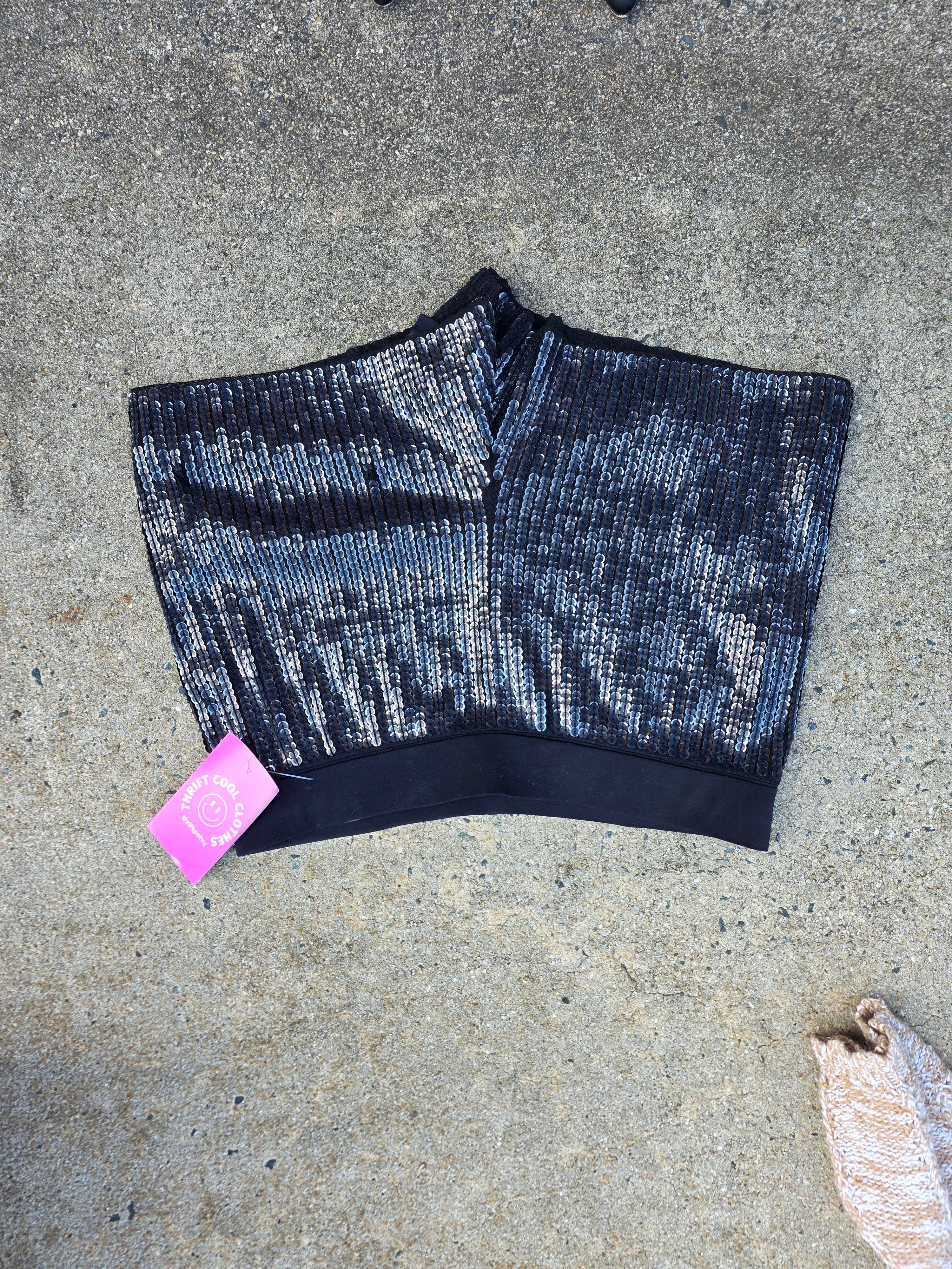 black Express sequin shorts, xs
