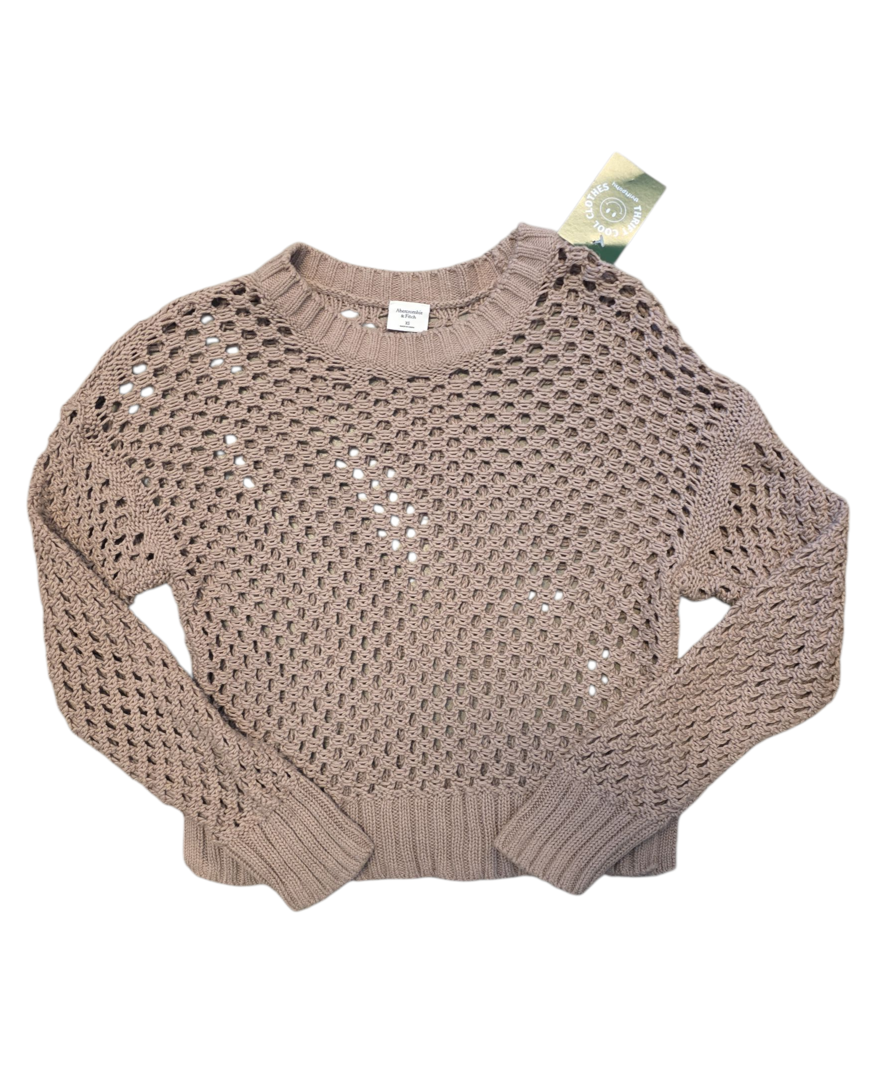 Brown Abercrombie Crochet sweater, Xs