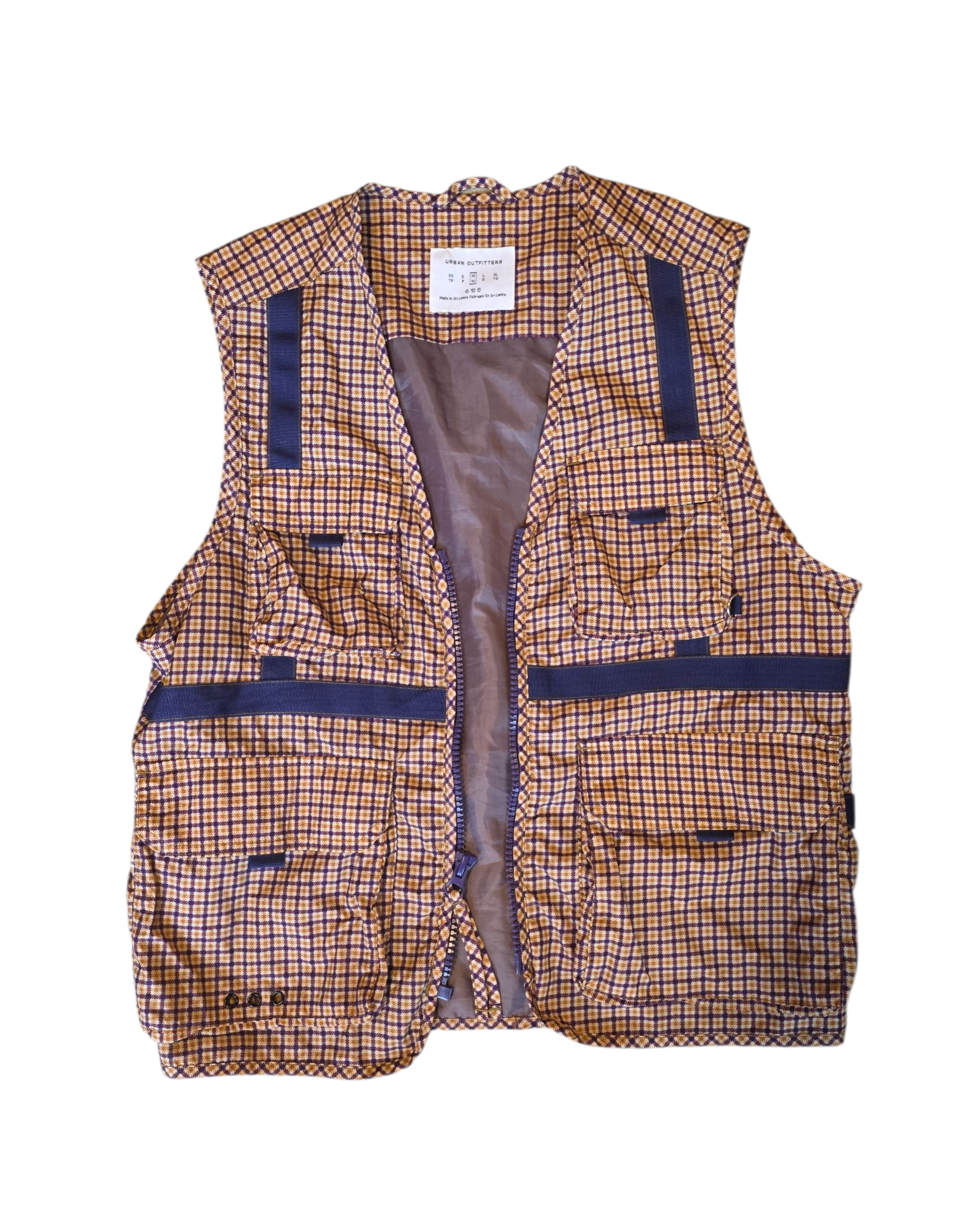 orange purple Urban outfitters houndstooth utility vest, M