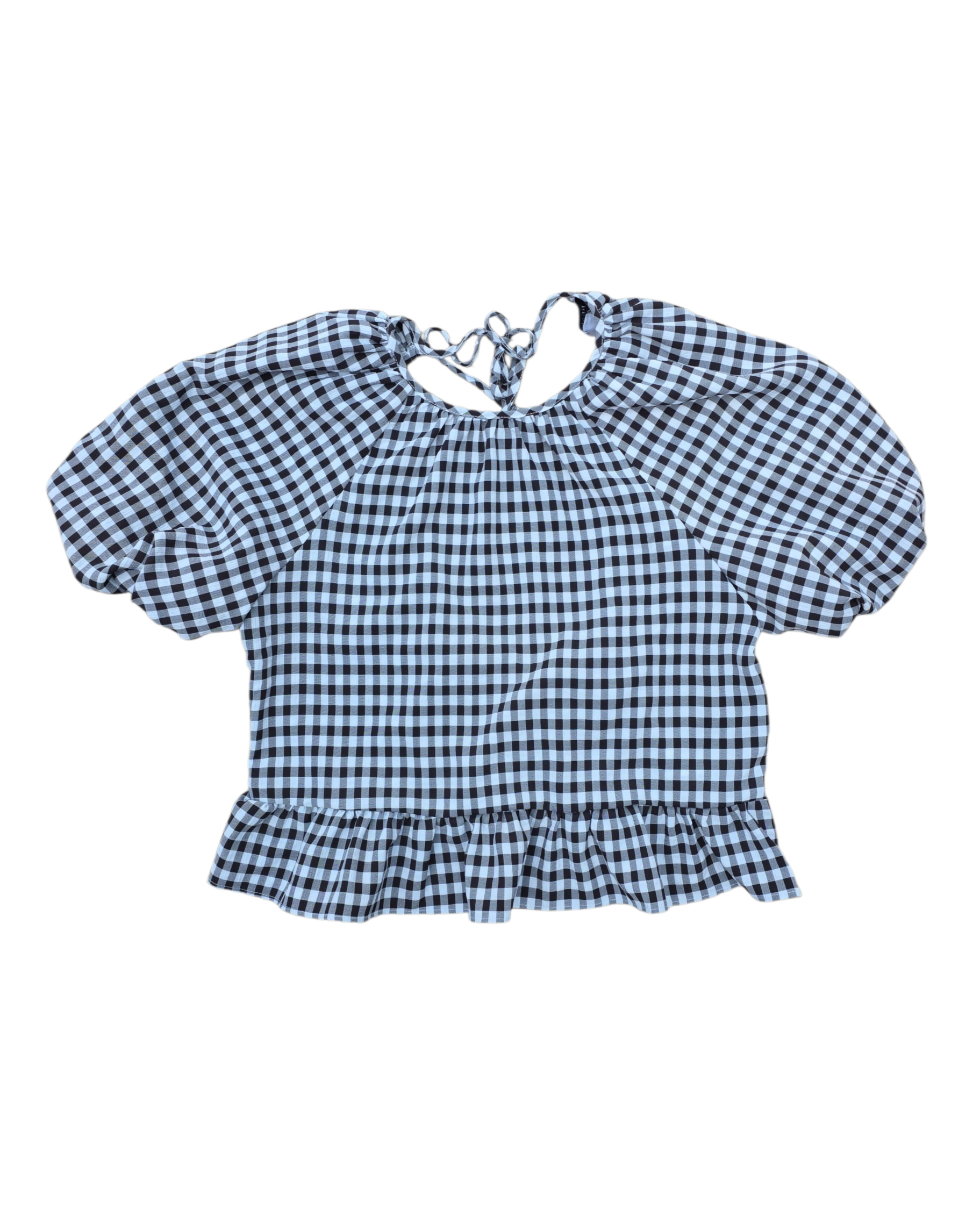 black white topshop nwt gingham puffy sleeve blouse, 12
