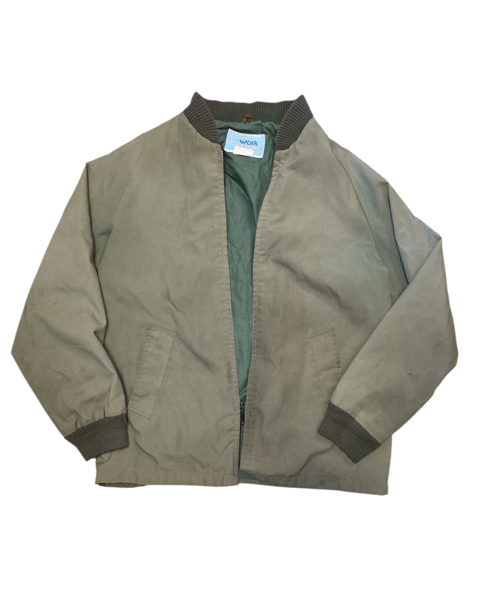 Green Sears work leisure Vtg bomber jacket, L