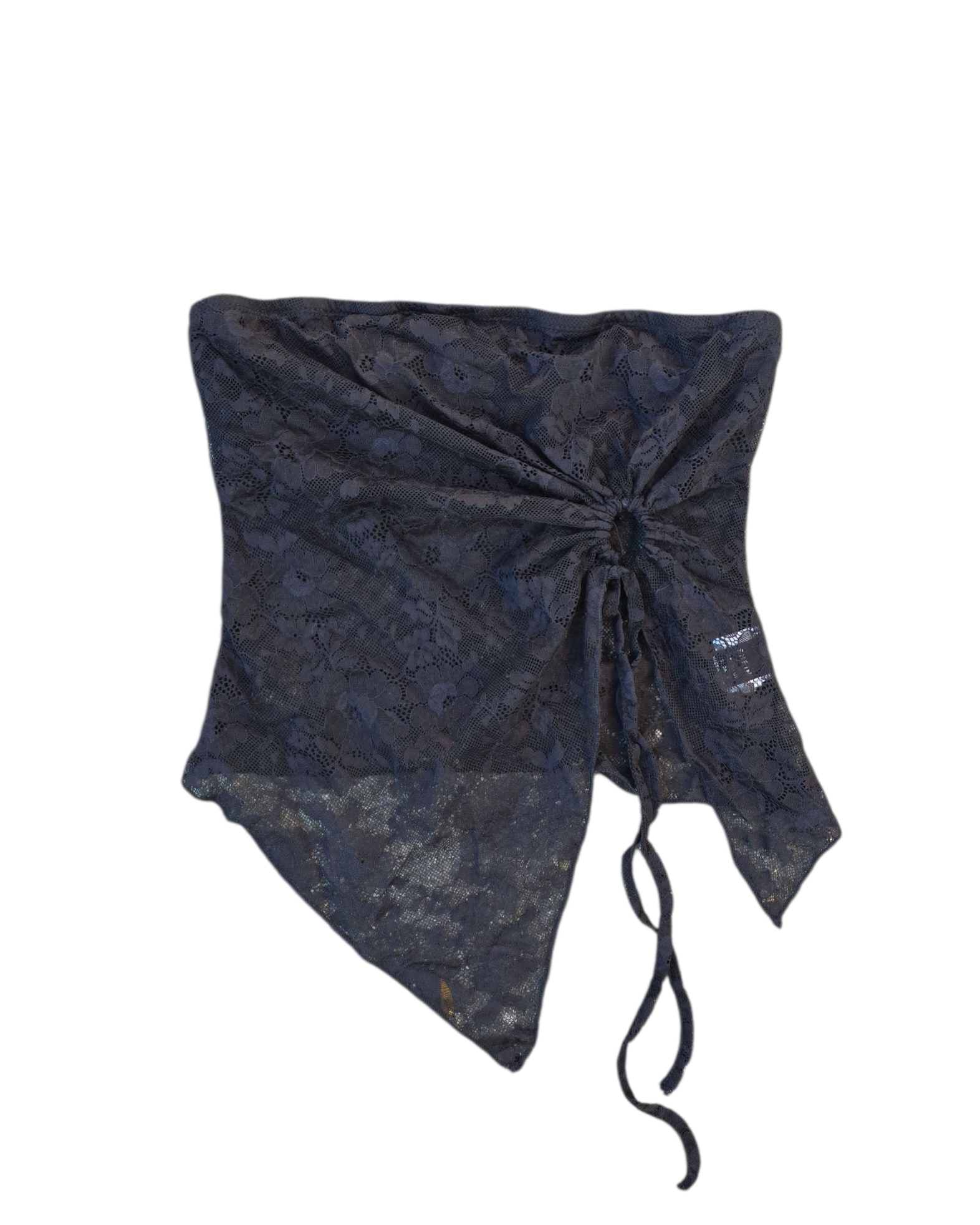 black shein lacy asym tube top, S