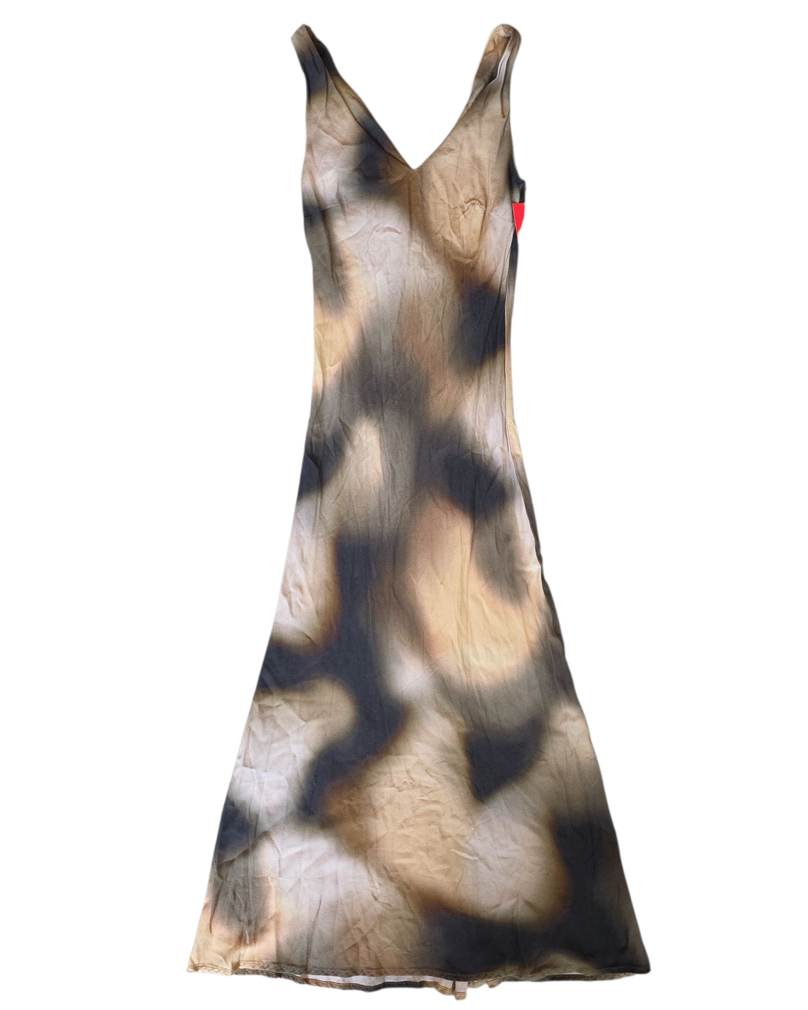 brown black beige lna clothing cami watercolor long dress, xs