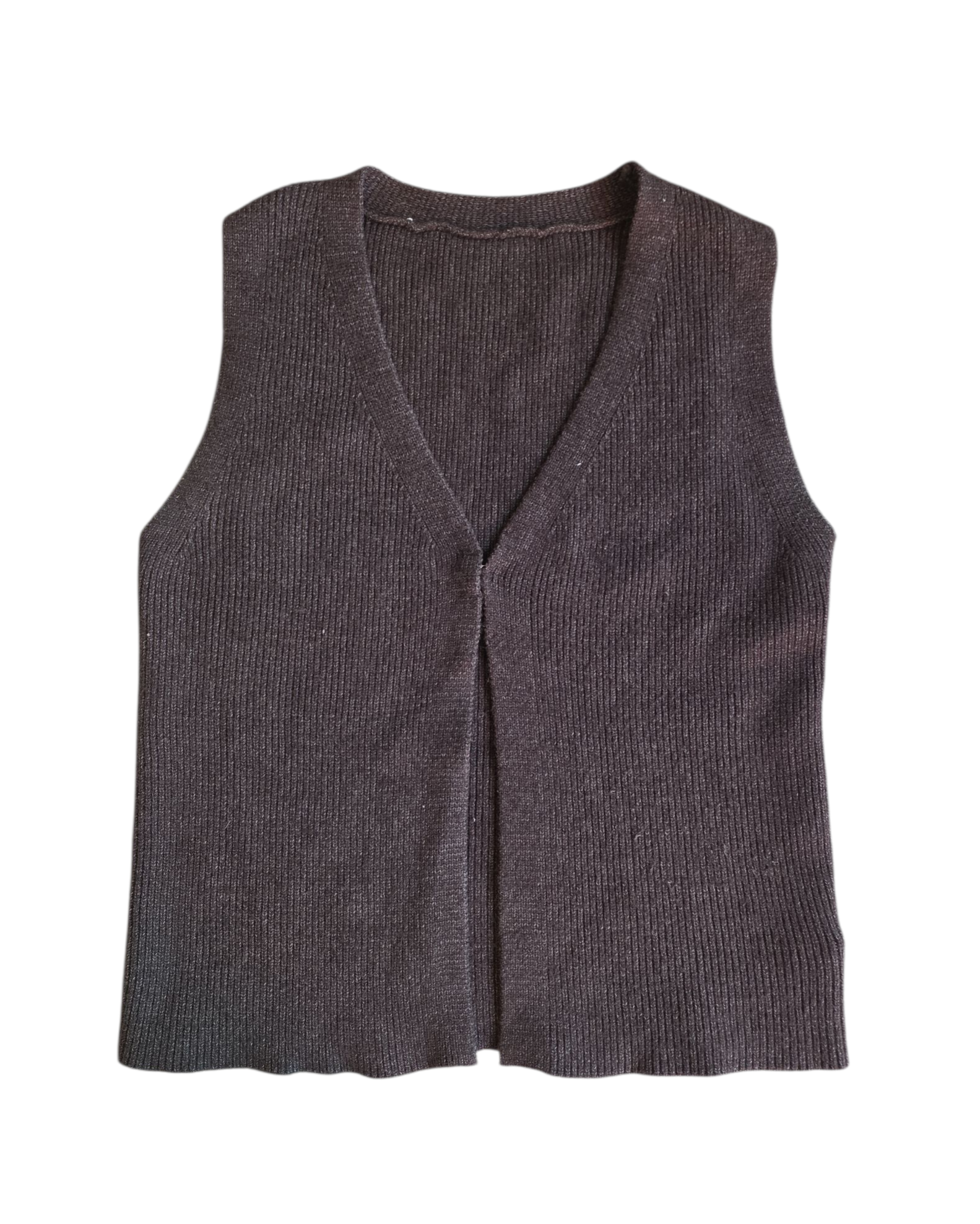 brown commense knit clasp vest, s