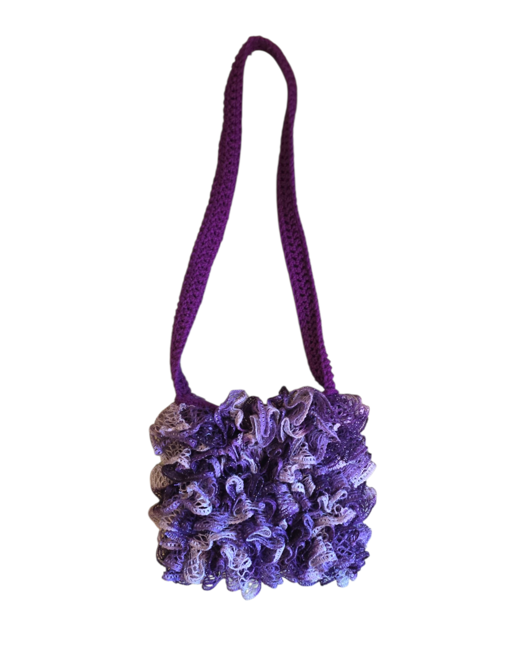 purple  ruffle crochet crossbody