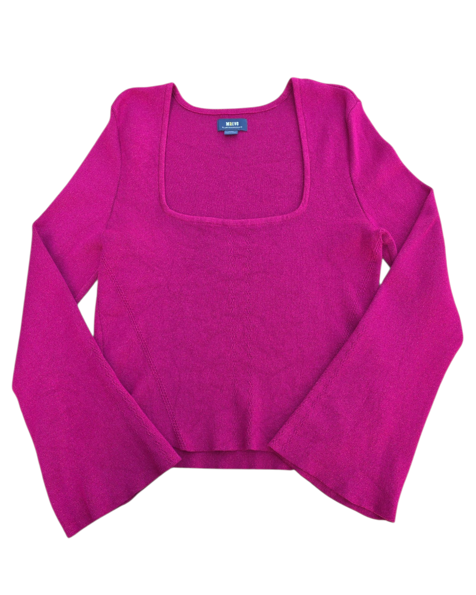 Fuschia maeve Sparkle square neck ls top, XL