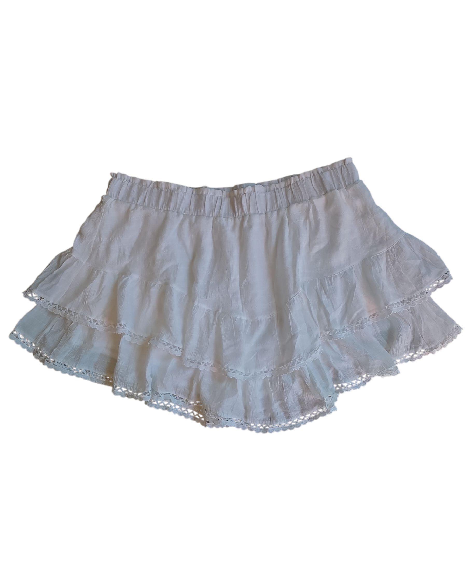 white  smocked mini skirt, 2x