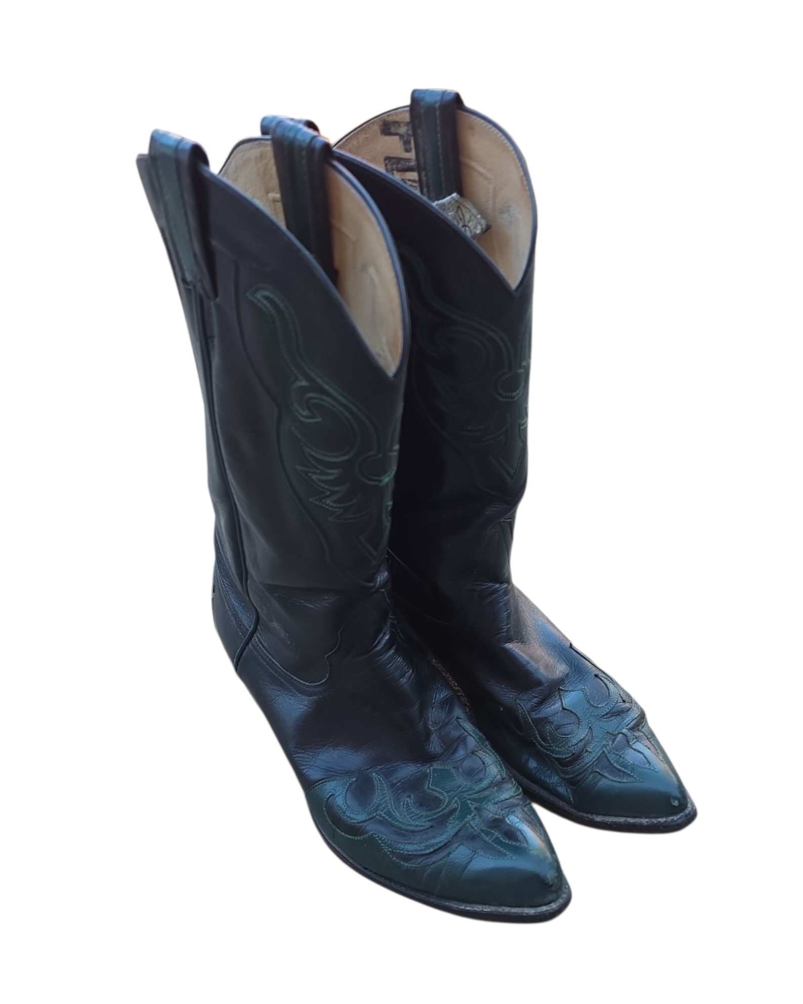 green black Larry Mahan cowboy boots, 11 mens