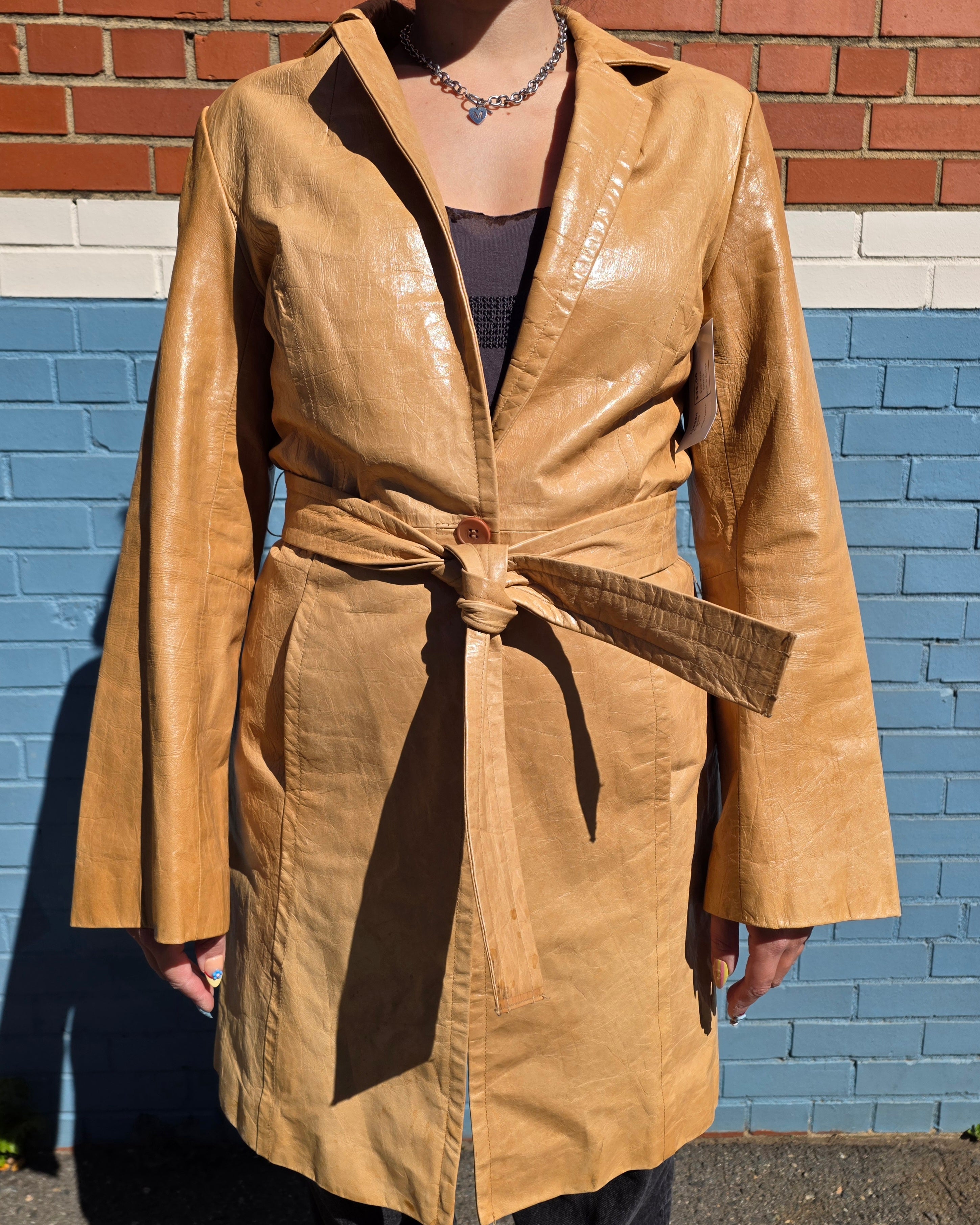 Tan Express Leather trench, 9/10