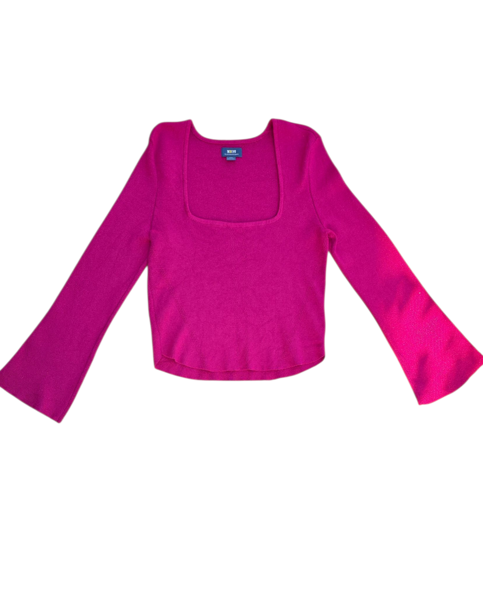 Fuschia maeve Sparkle square neck ls top, XL