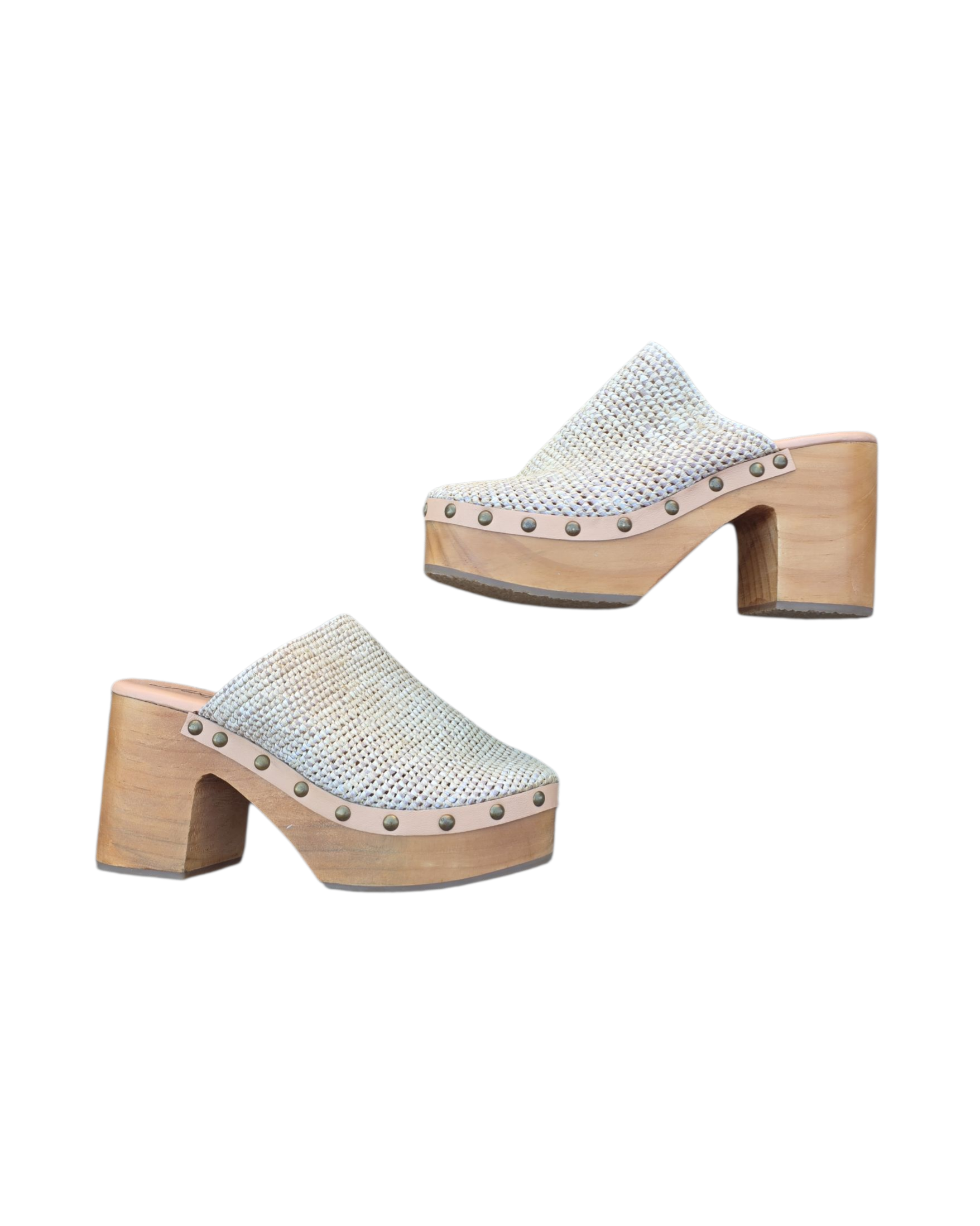 beige free people platfrom weave clogs, 38