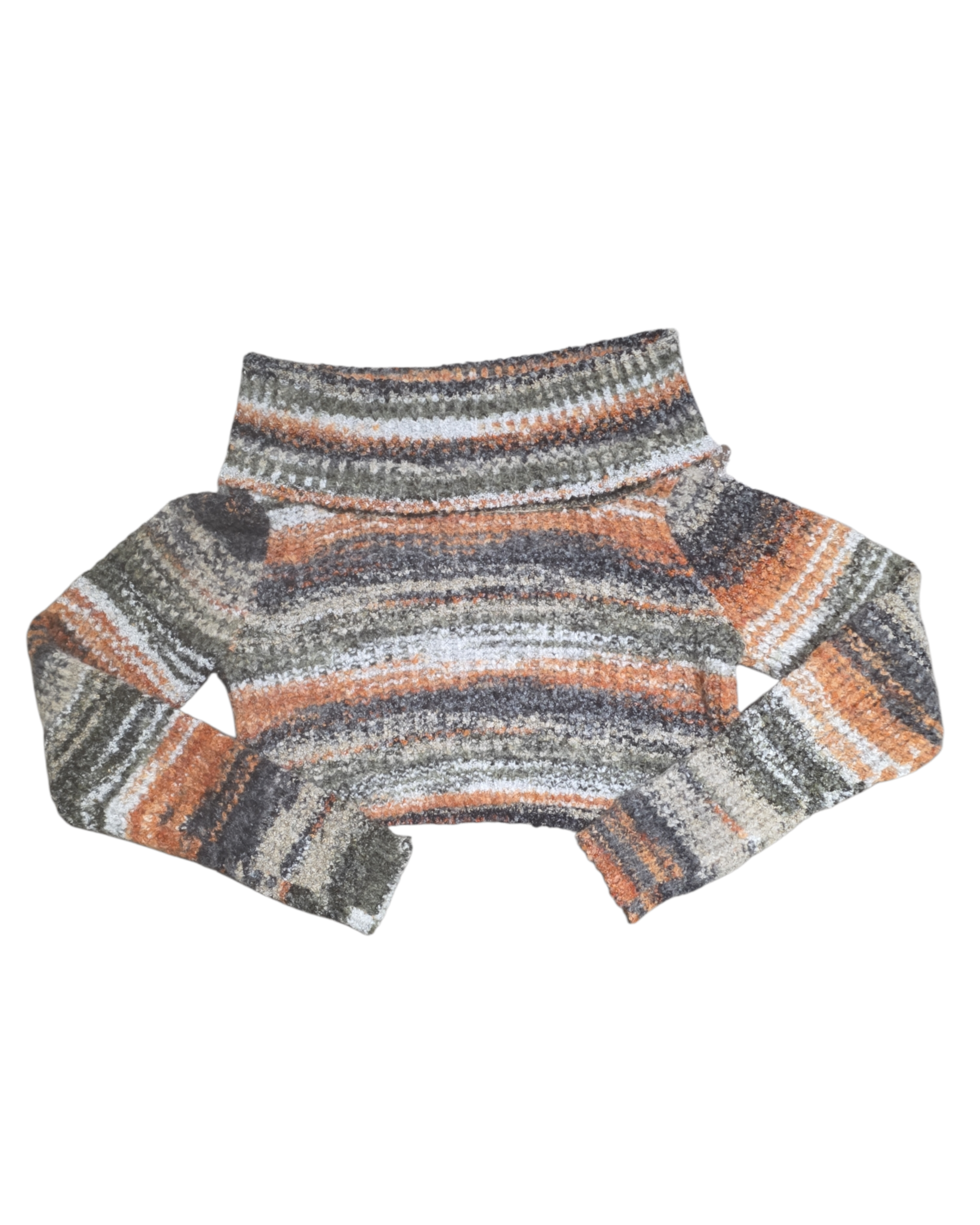 green orange white @jw off shoulder striped sweater