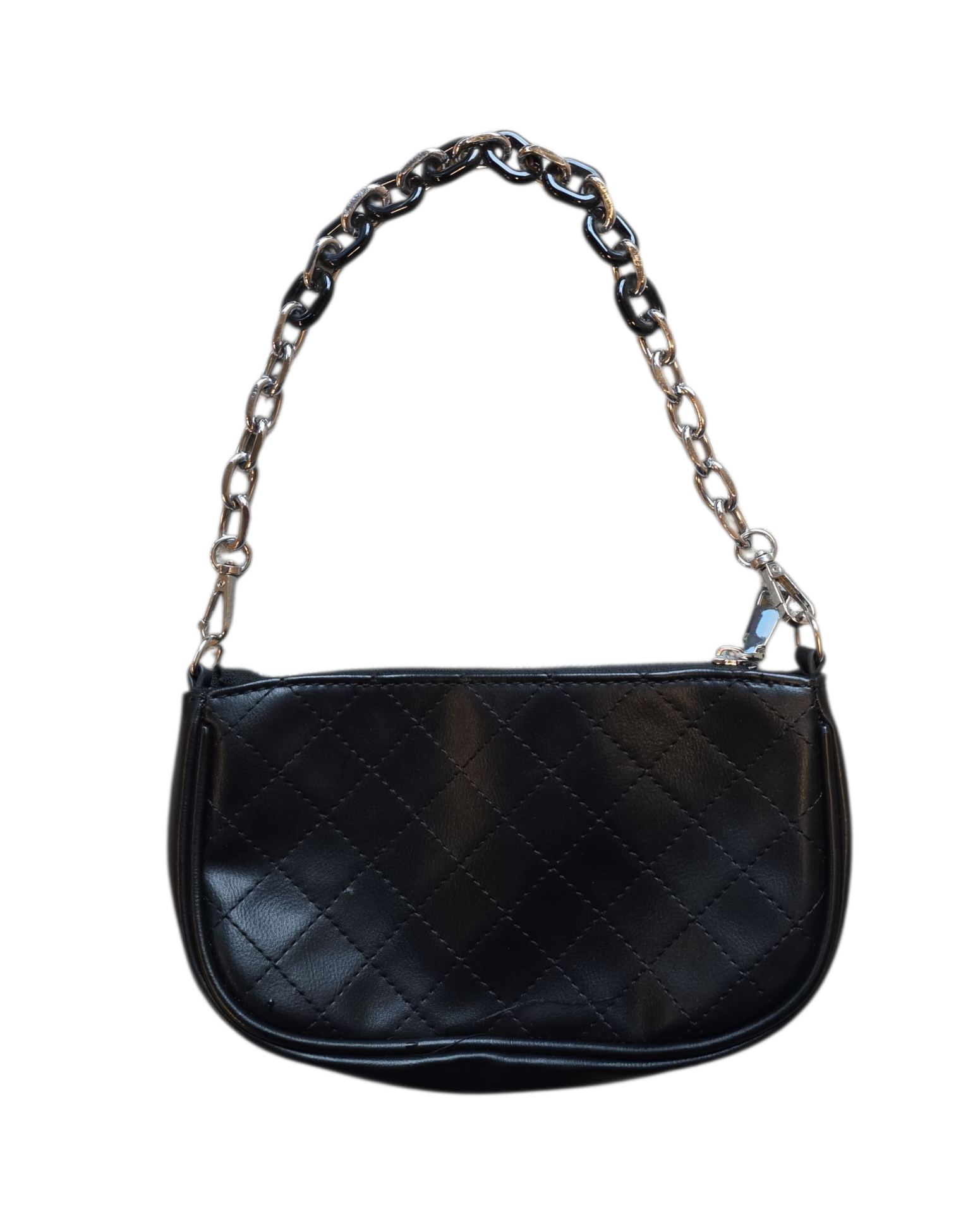 black  quilted pleather bag