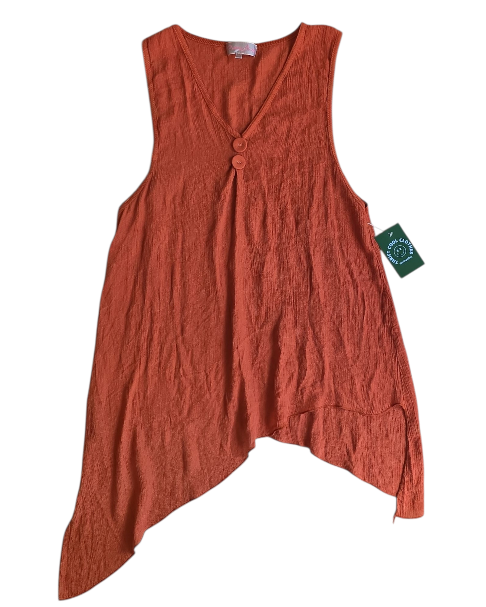 rust pretty angel thin tank w buttons, xl