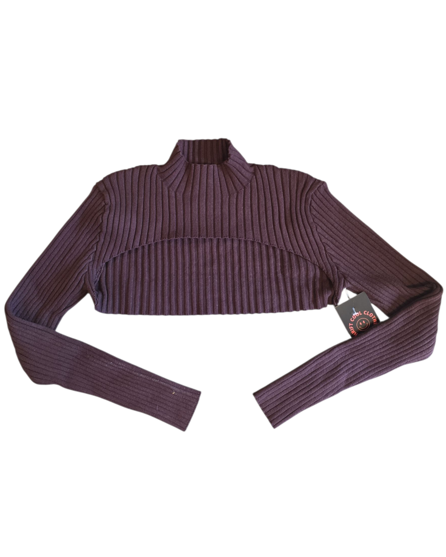 brown prettygarden ribbed bolero, s
