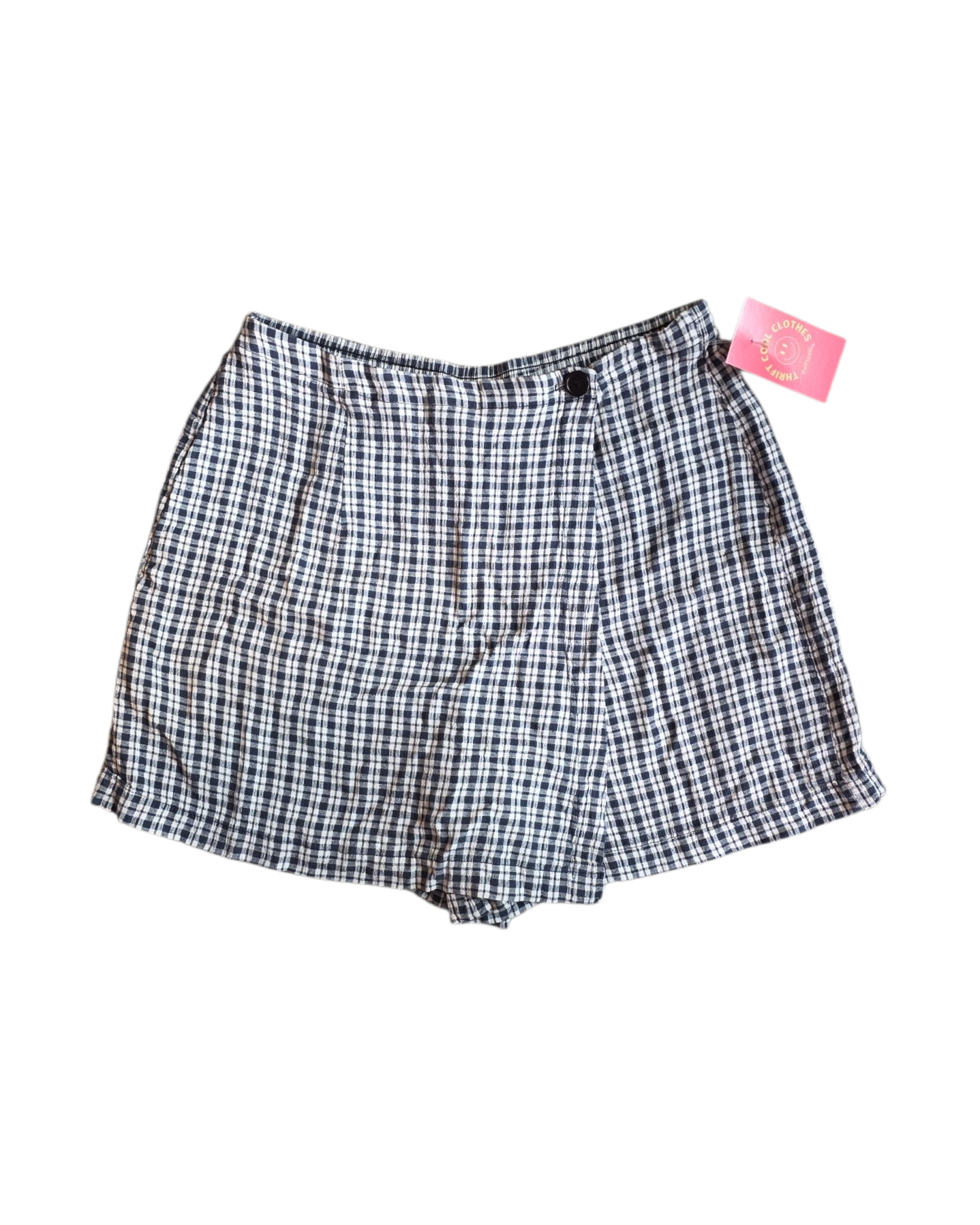 black white casual corner plaid skort, L