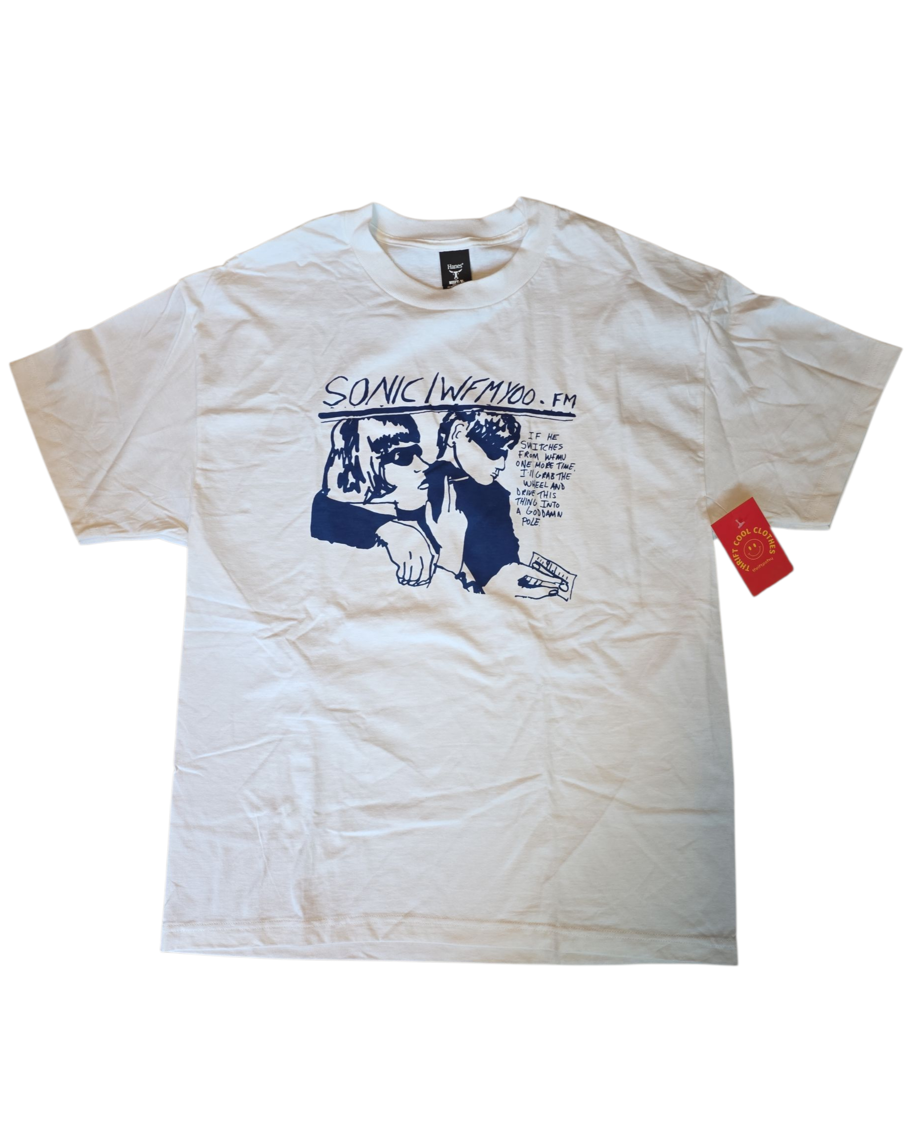 white Hanes Sonic tee, L