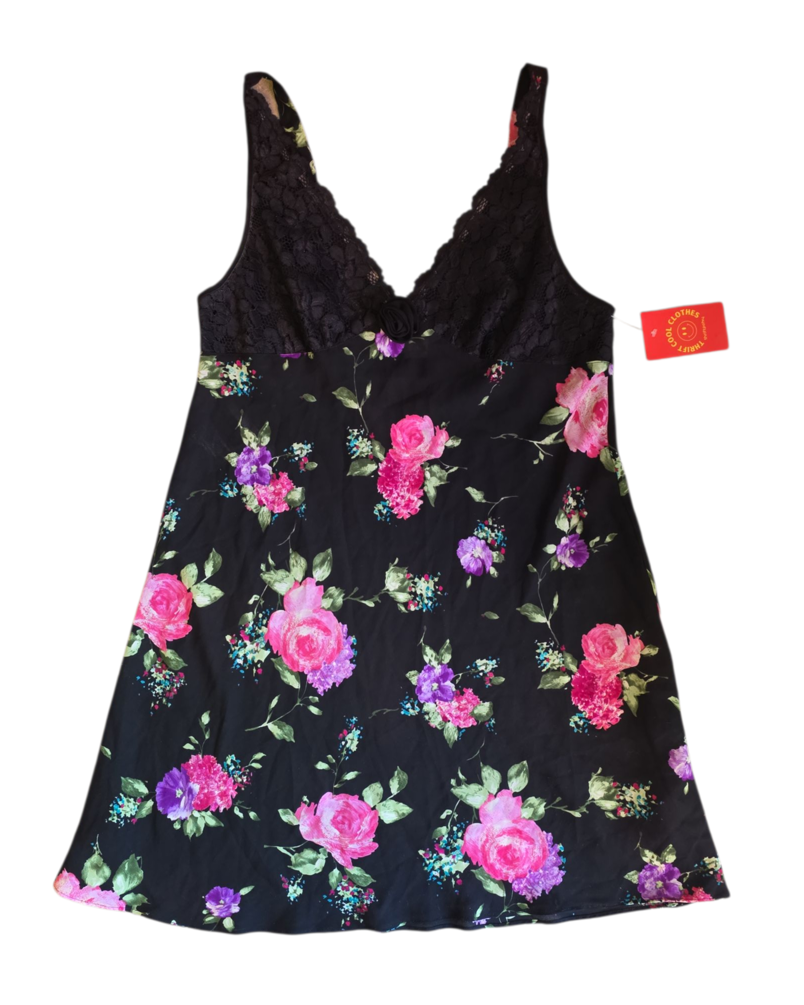 black pink green ivy & annabelle floral mini dress, L