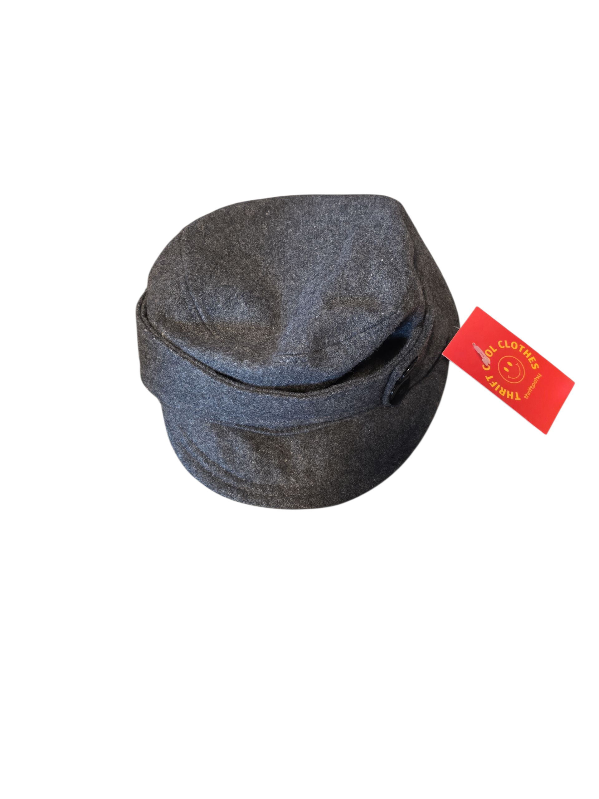 gray  wool hat w buttons