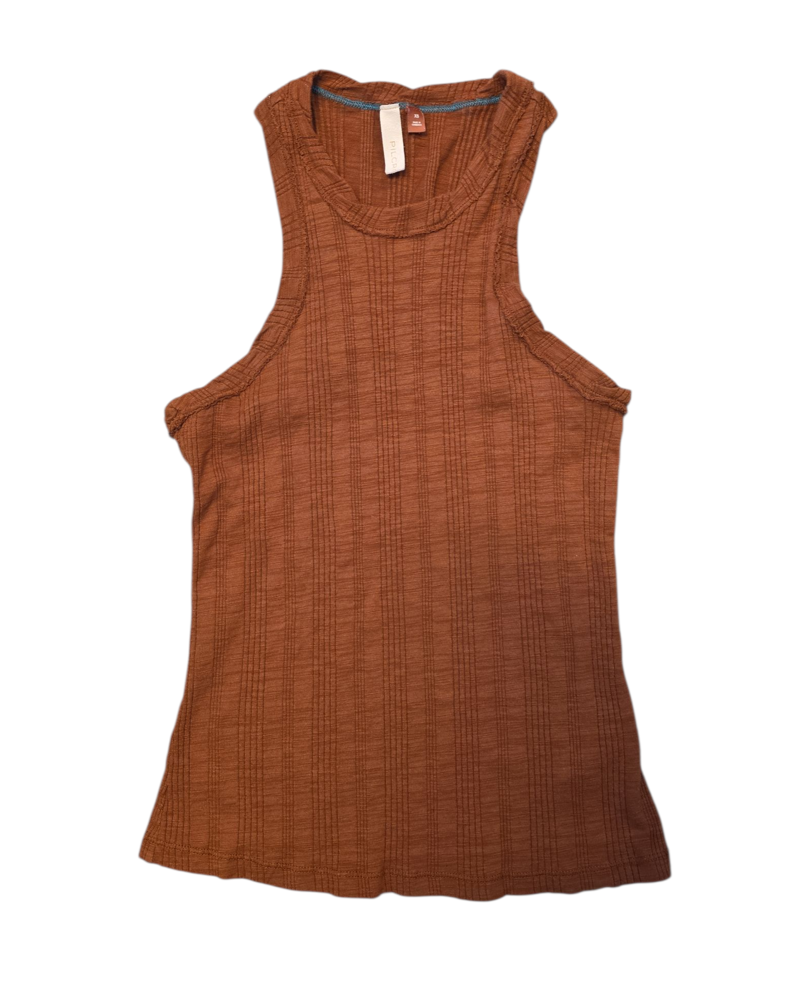 brown pilcro ribbed tank, xs