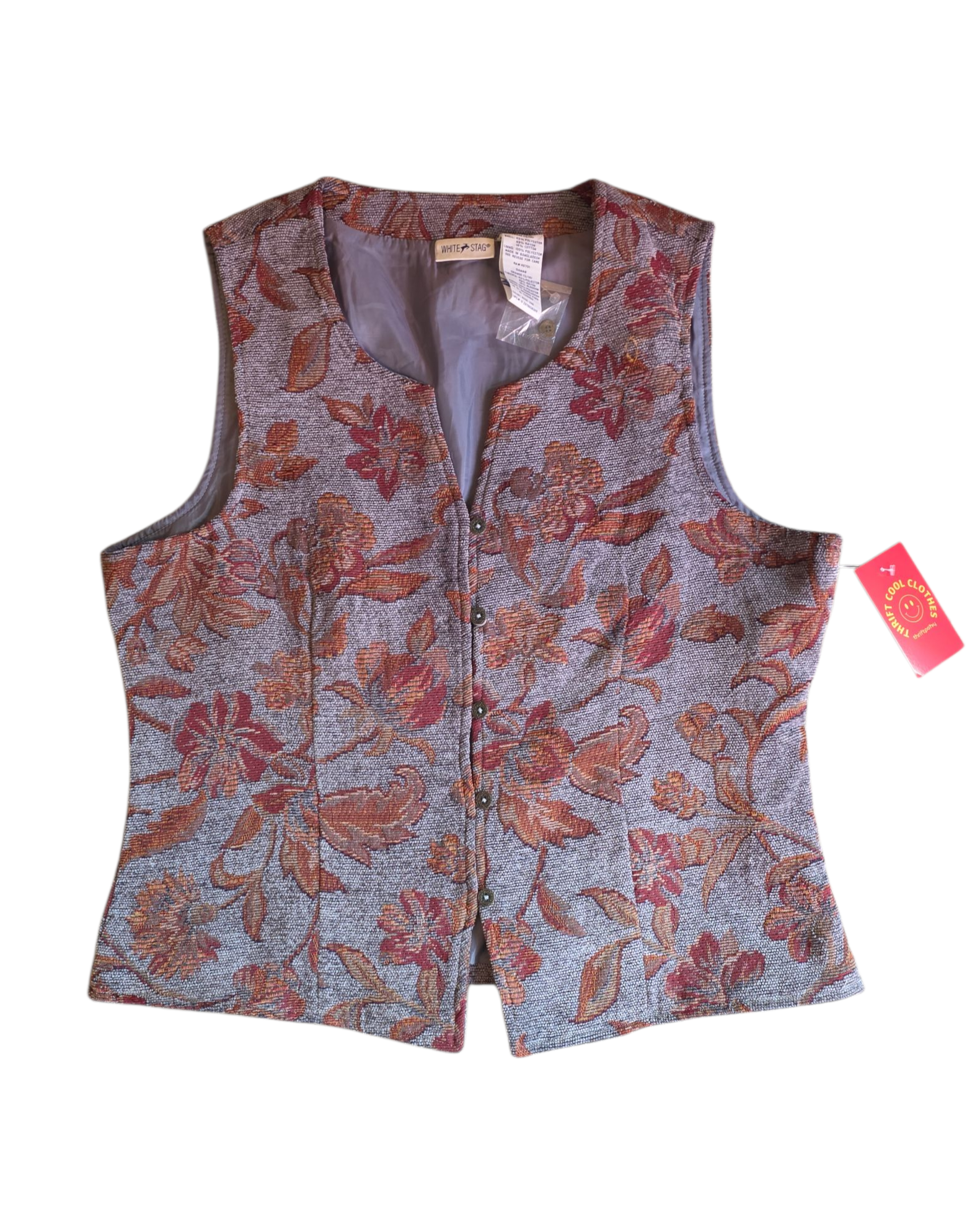 grey orange White Stag tapestry vest, L