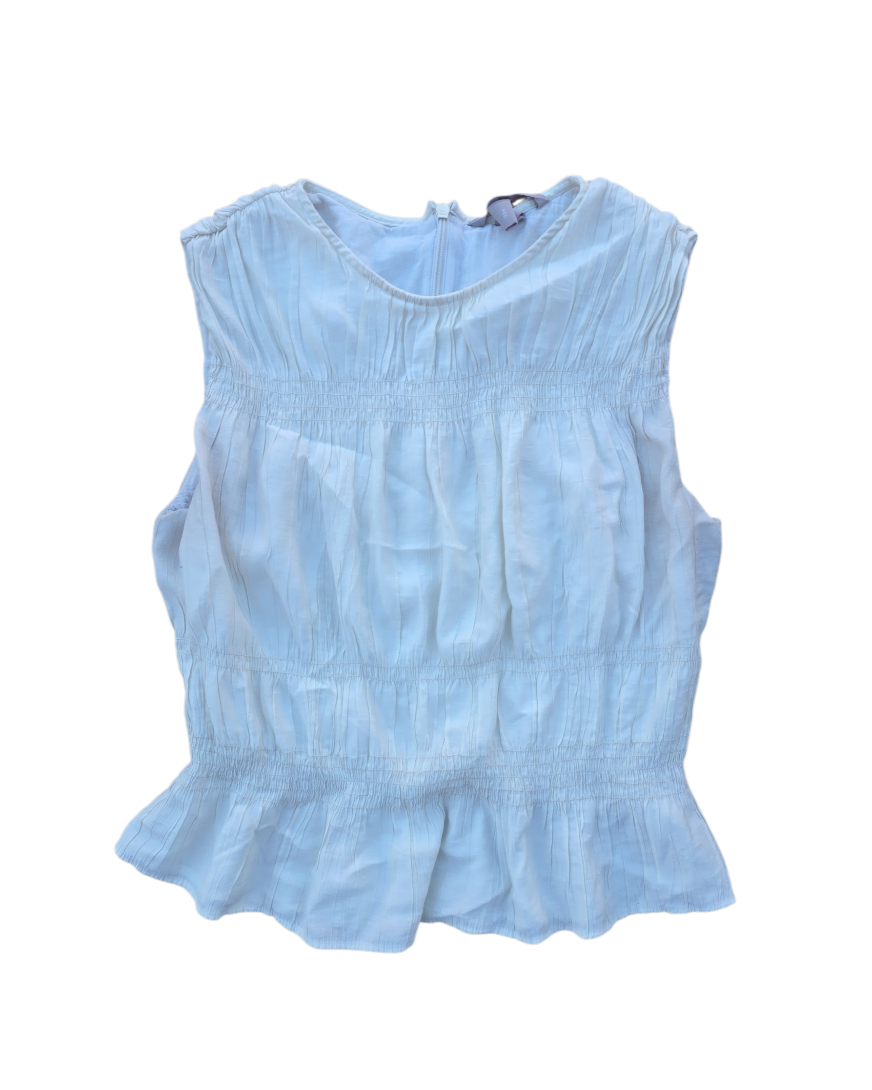white h&m smocked peplum top, s