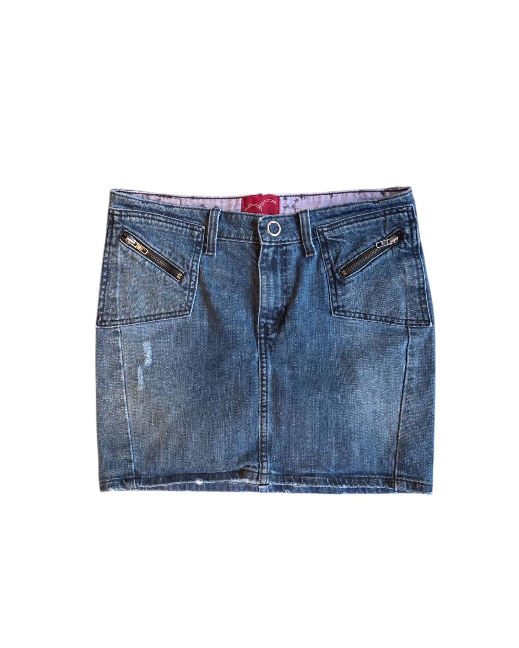 blue levi denim skirt w zippers, 6