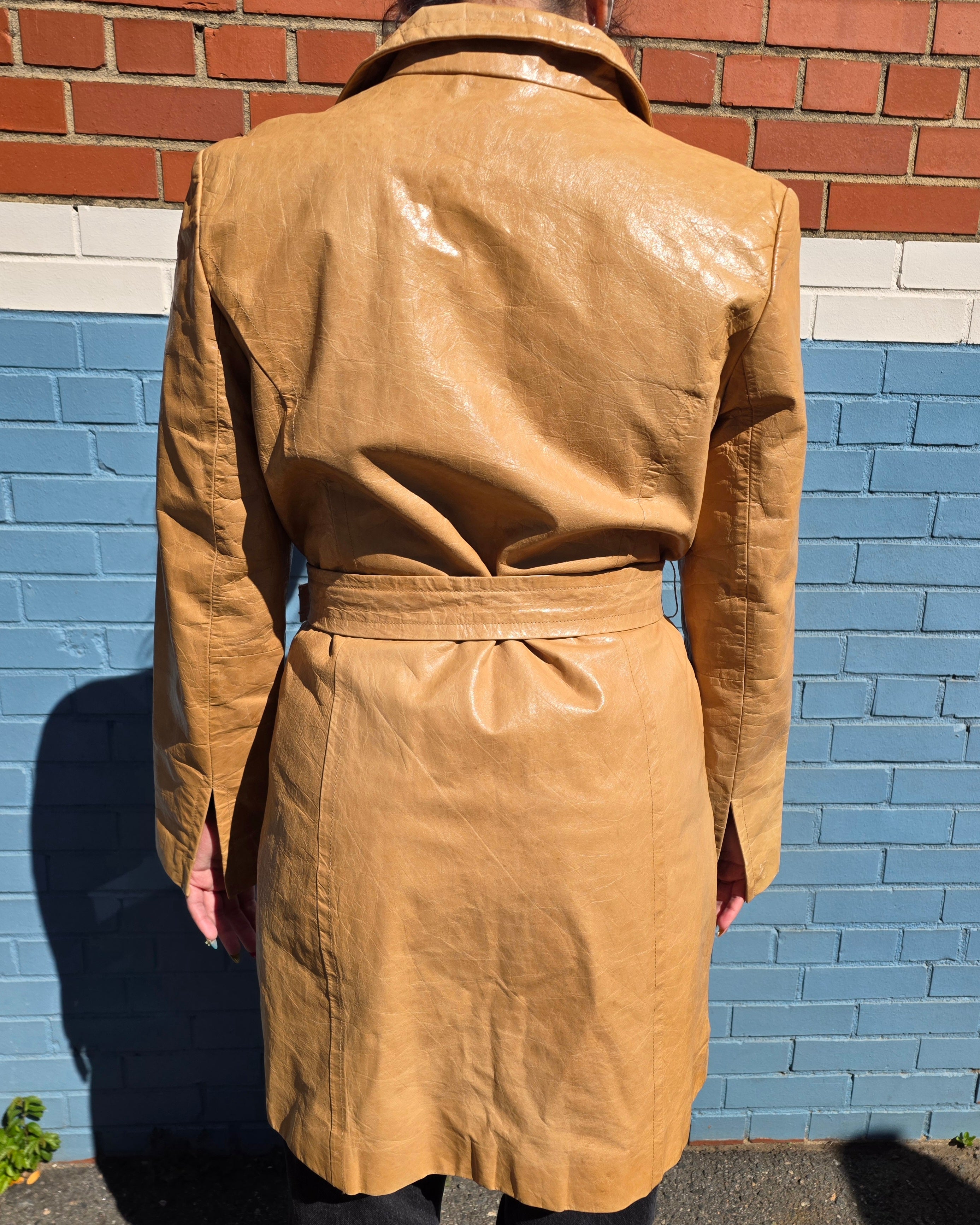 Tan Express Leather trench, 9/10