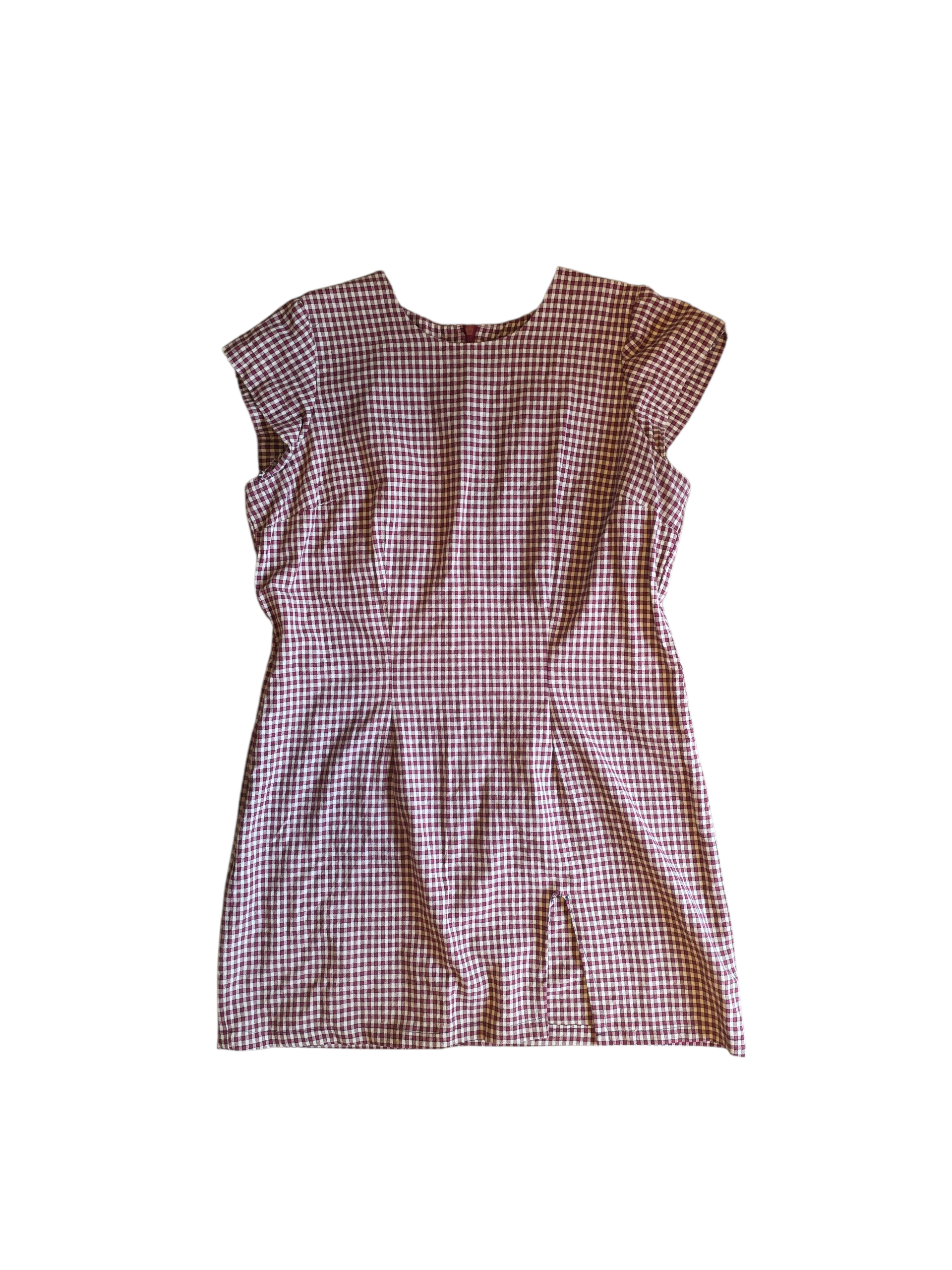maroon white Sag Harbour Checkered dress, 8