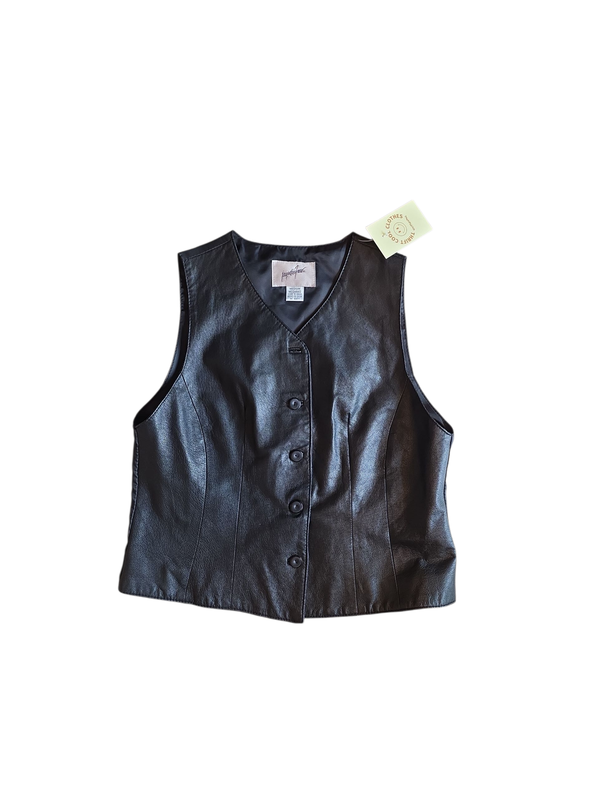 black Jaqueline ferrar leather vest, m