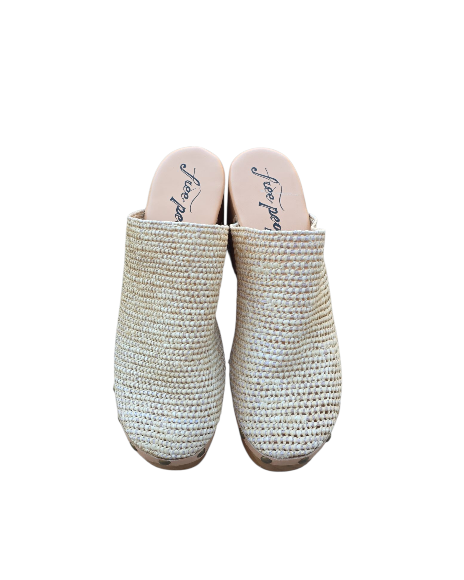 beige free people platfrom weave clogs, 38