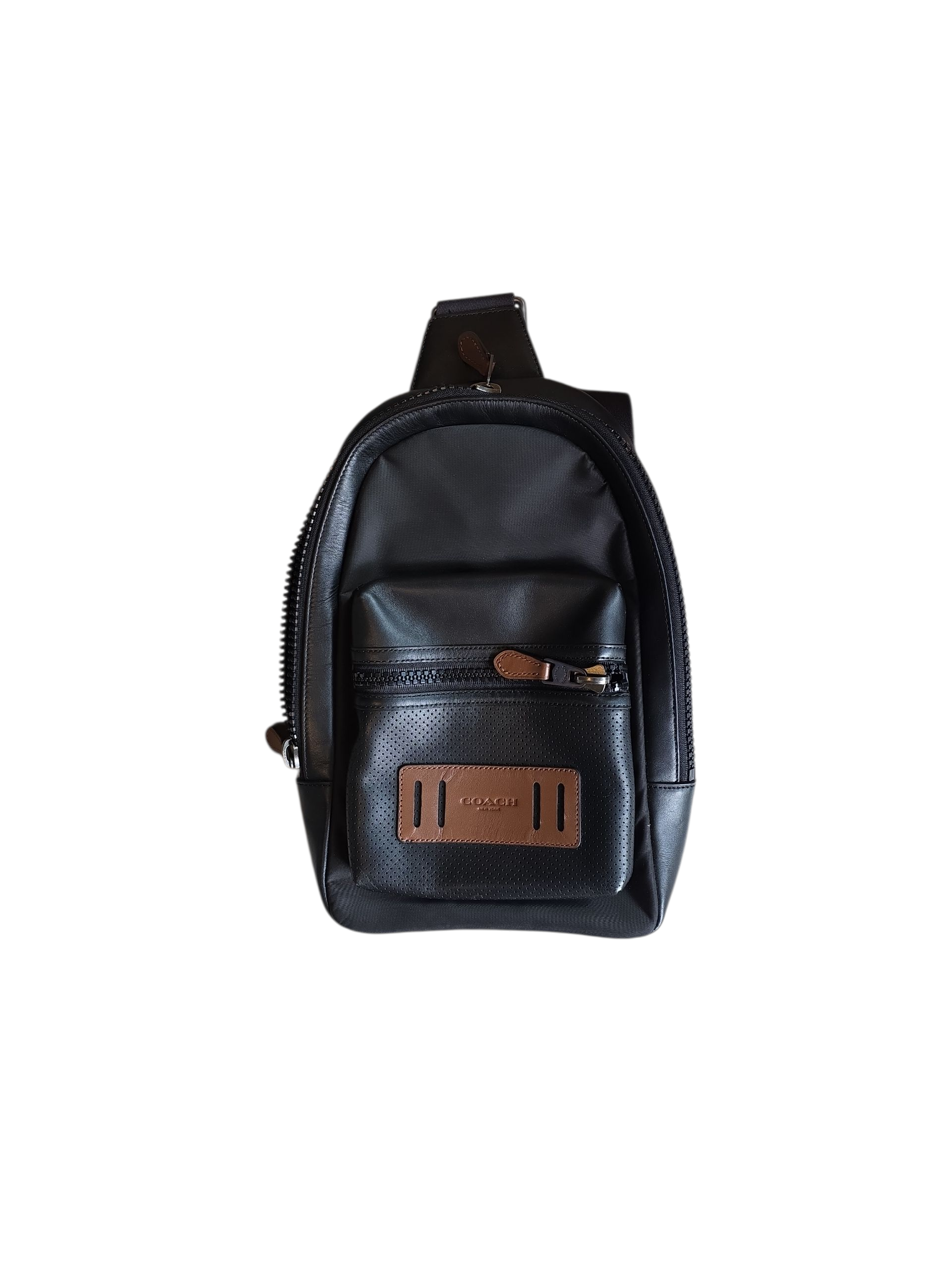 black coach leather backpack