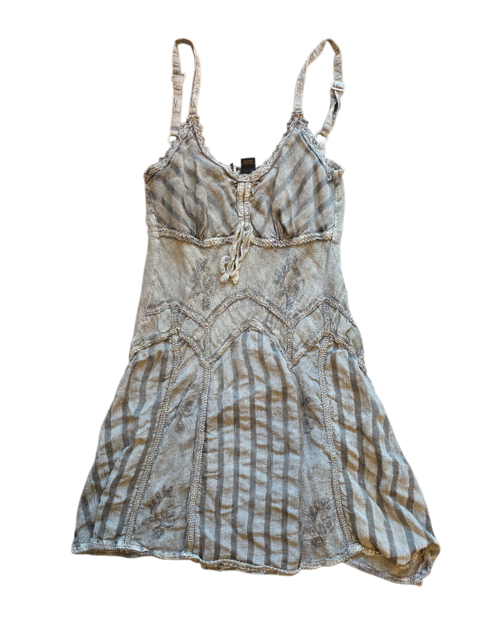 gray flower cami stripe patterned dress, M