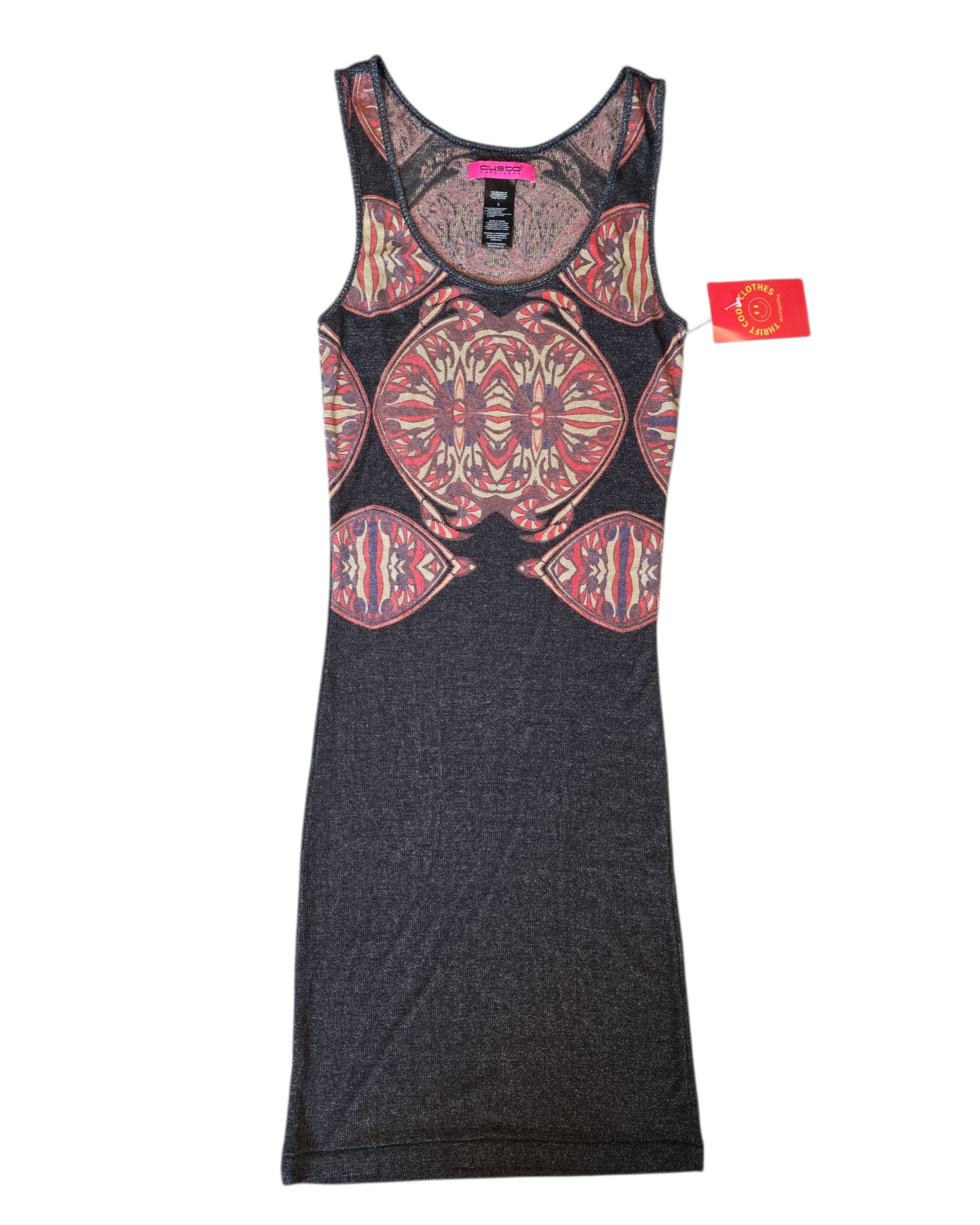Black gold red Custo barcelona Patterned sparkly dress, 3